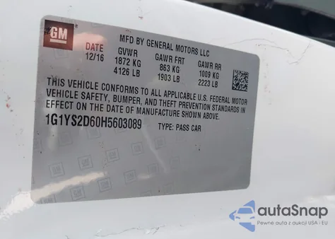 2017 Chevrolet Corvette Z06 z USA, uszkodzony, nr VIN 1G1YS2D60H5603089